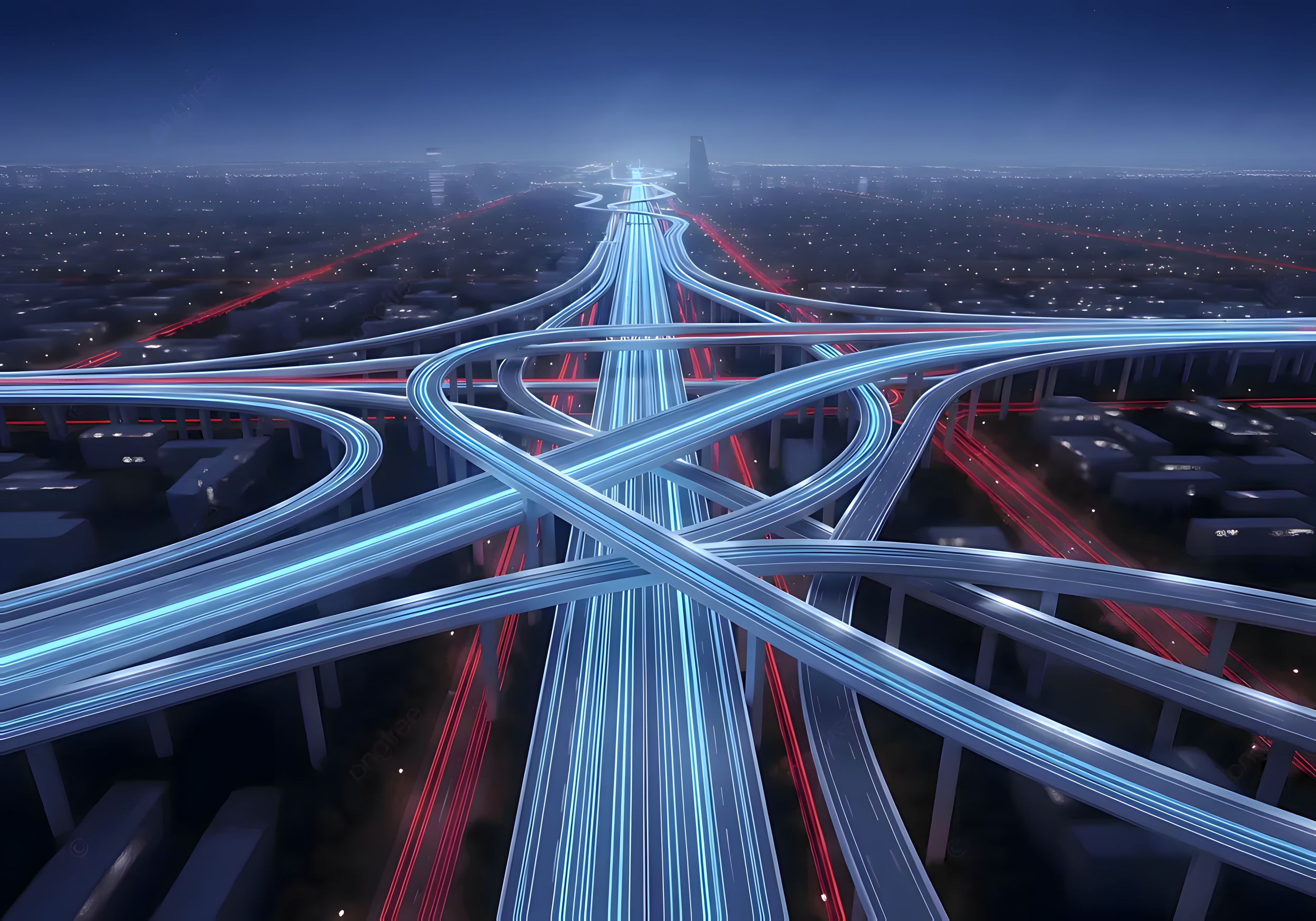 Rodovia futurista à noite — imagem de fundo do hero